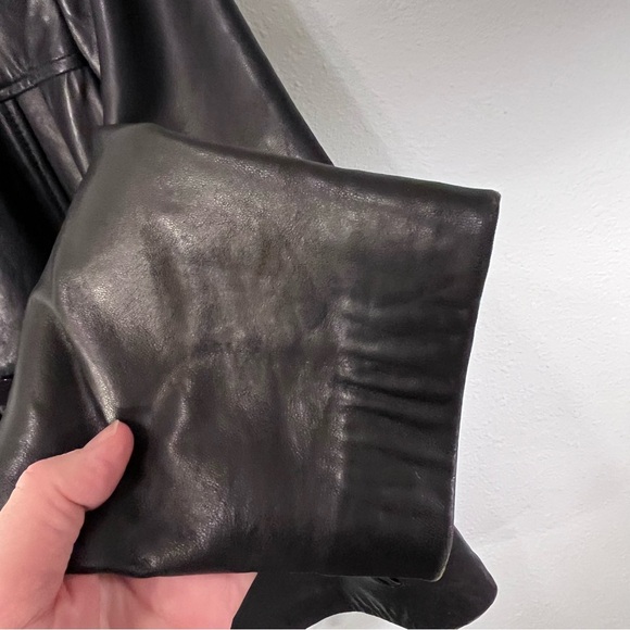 Women's anonymous Black Leather Jacket size Medium with buttons - Picture 10 of 14